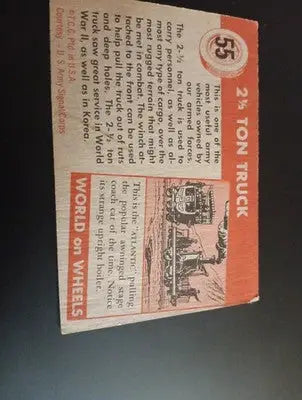1953 Topps World On Wheels #55. U.S. Army 2 1/2 Ton Truck. VG+ - EX. - Non-Sports Card Single