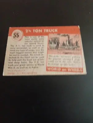 1953 Topps World On Wheels #55. U.S. Army 2 1/2 Ton Truck. VG+ - EX. - Non-Sports Card Single