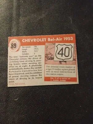 1953 Topps World on Wheels #89. Chevrolet Bel Air. trimmed EX - Other