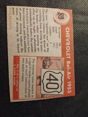 1953 Topps World on Wheels #89. Chevrolet Bel Air. trimmed EX - Other
