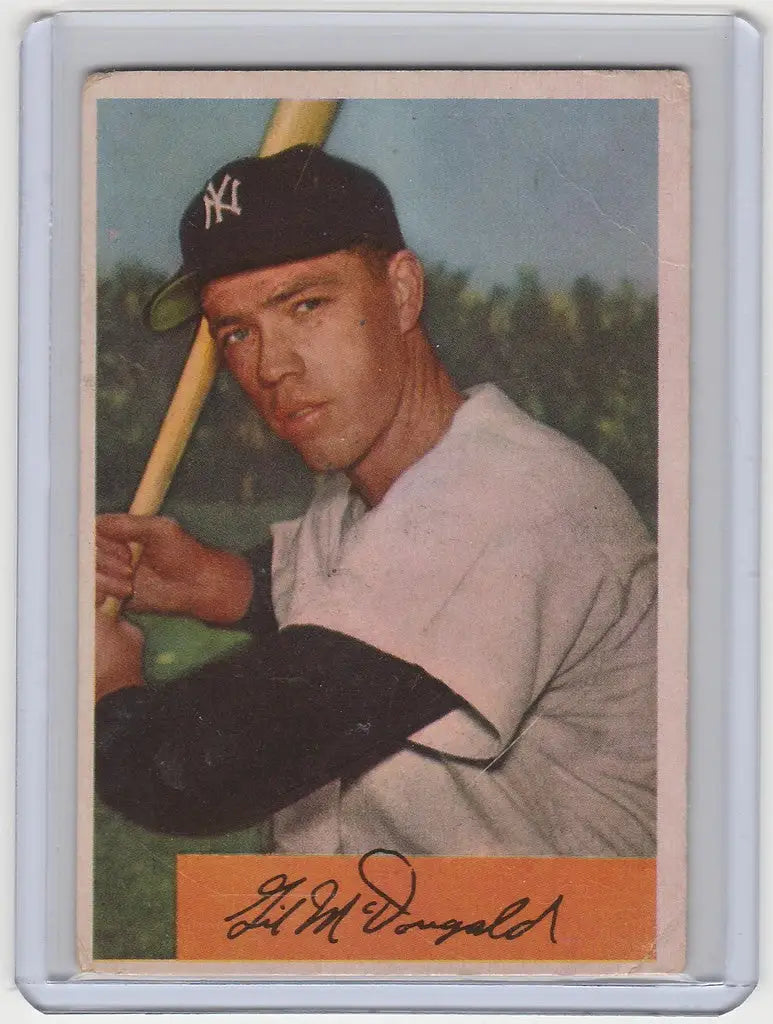 Baseball card of Max Surkont in New York Yankees uniform, holding bat