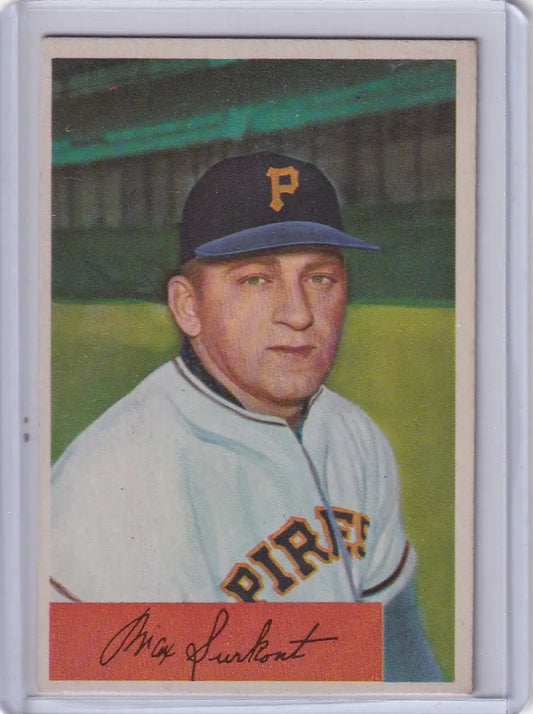 Vintage baseball card of Max Surkont from the Pittsburgh Pirates 1954 Bowman #75