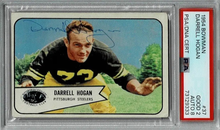 1954 Bowman Auto Card # 37 Darrell Hogan Pittsburgh Steelers PSA 2 DNA 8 Signed - Football Card Single