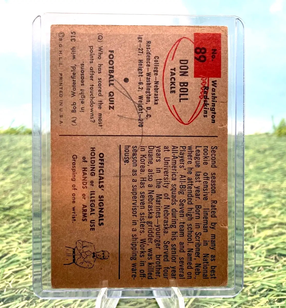 1954 Bowman Football Card #89 Don Boll-Washington Redskins ex mint card