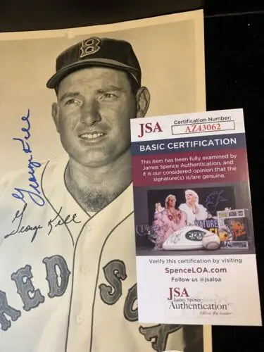 Signed George Kell baseball photo with JSA certification for Boston Red Sox collectors
