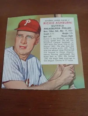 1954 Red Man Tobacco All-Stars - NL Series Richie Ashburn #1. Phila. No tab. EX