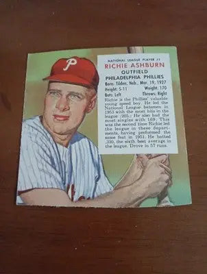 1954 Red Man Tobacco All-Stars - NL Series Richie Ashburn #1. Phila. No tab. EX