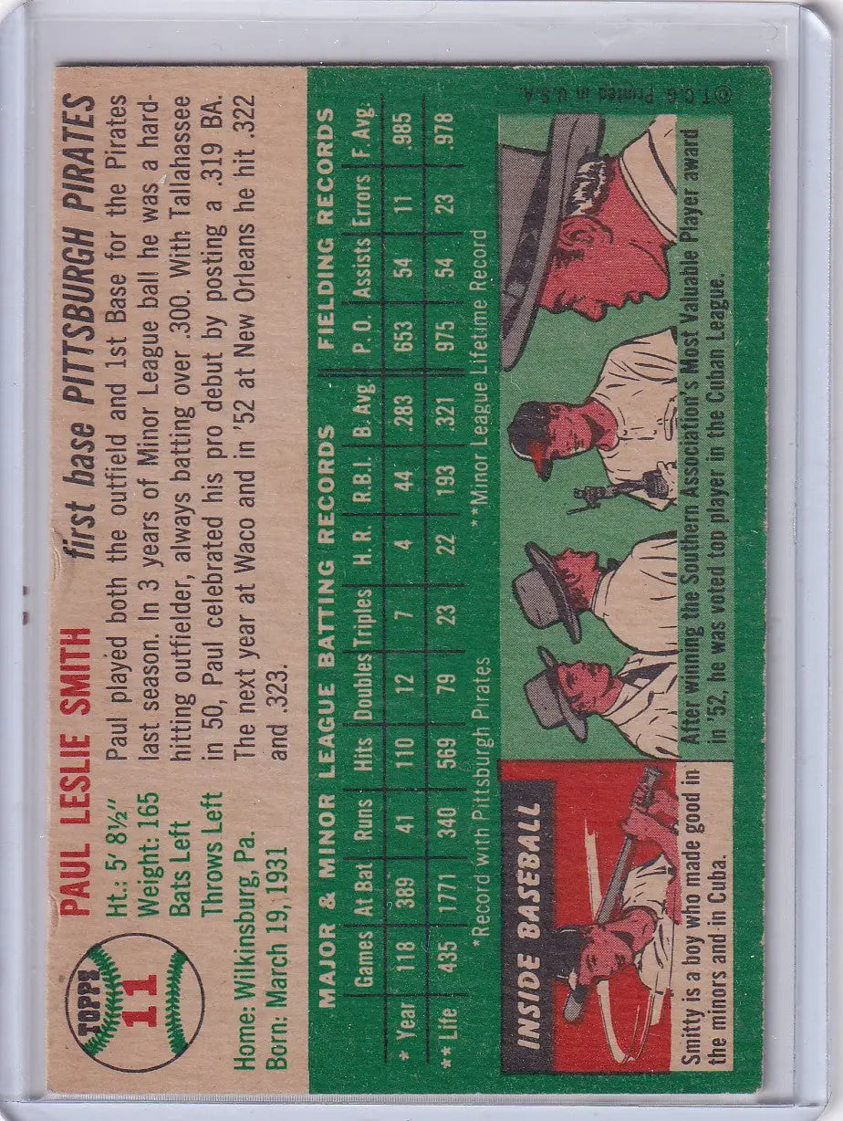 1954 Topps #11 Paul Smith - Pittsburgh Pirates RC
