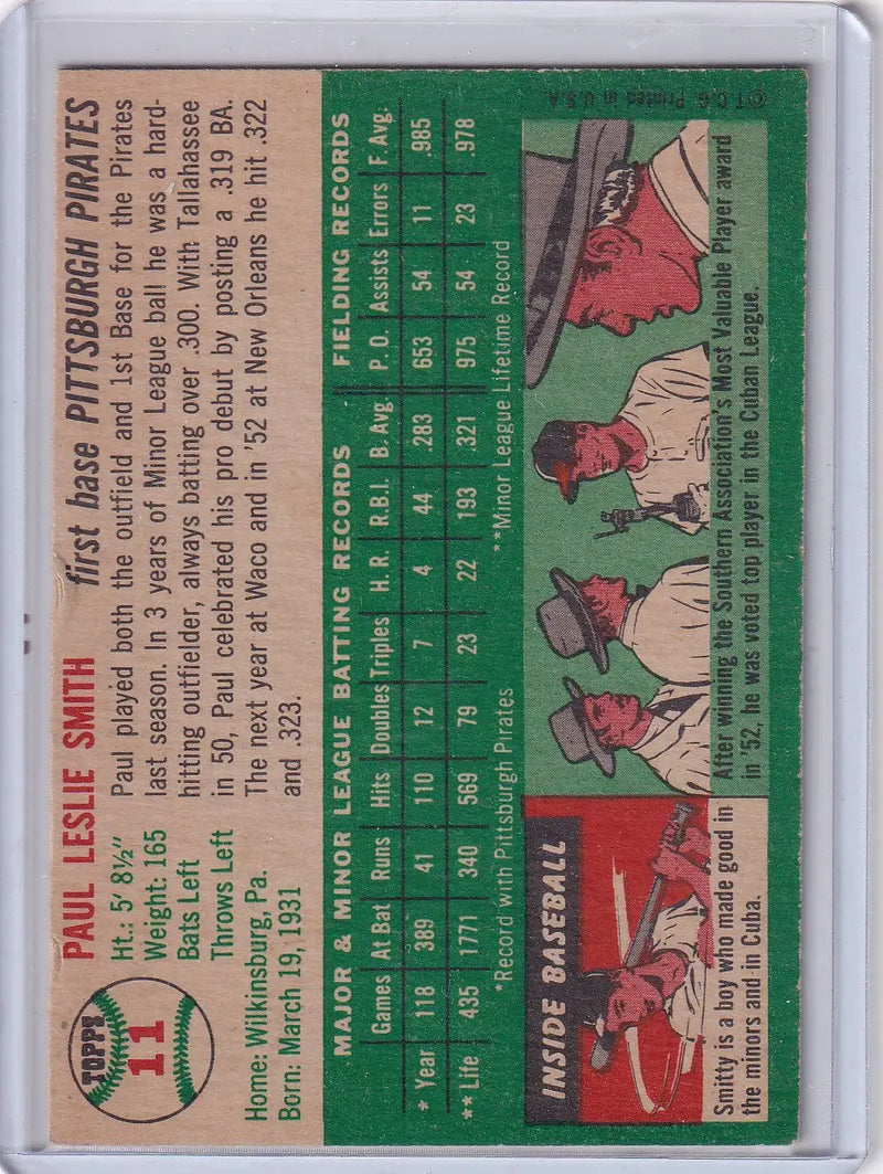 1954 Topps #11 Paul Smith - Pittsburgh Pirates RC