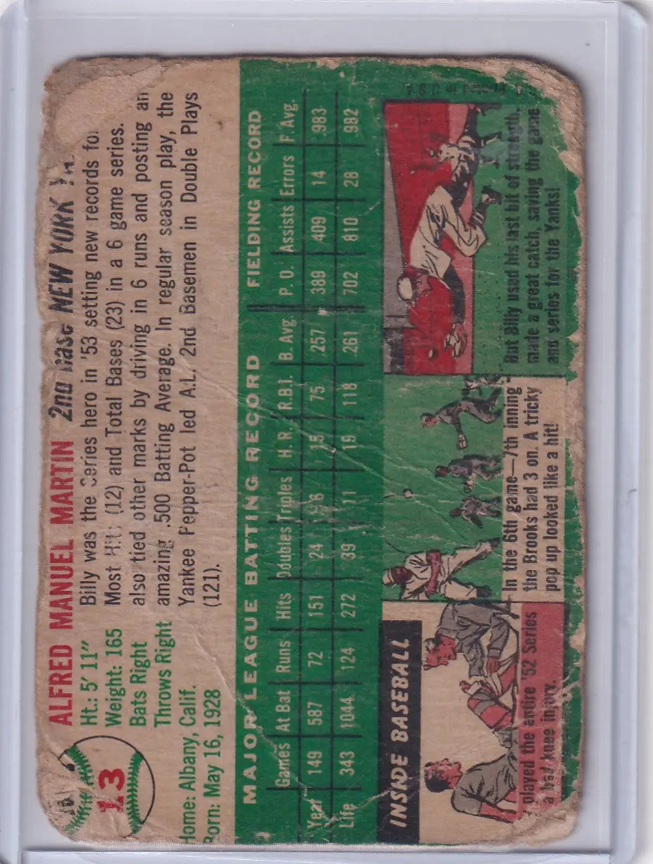 1954 Topps #13 Billy Martin - New York Yankees
