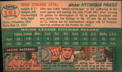 1954 Topps #161 John Hetki