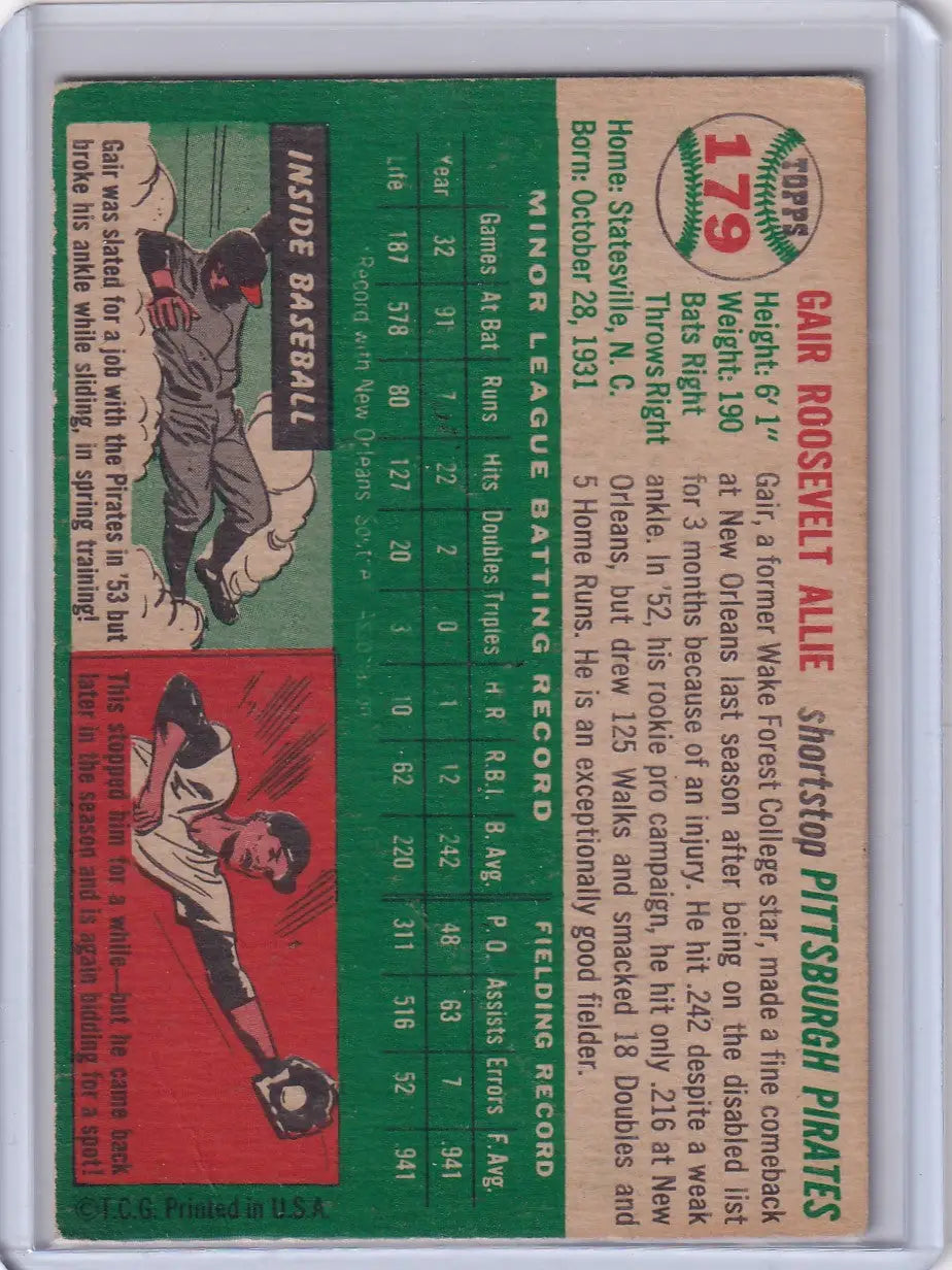 1954 Topps #179 Gair Allie - Pittsburgh Pirates RC