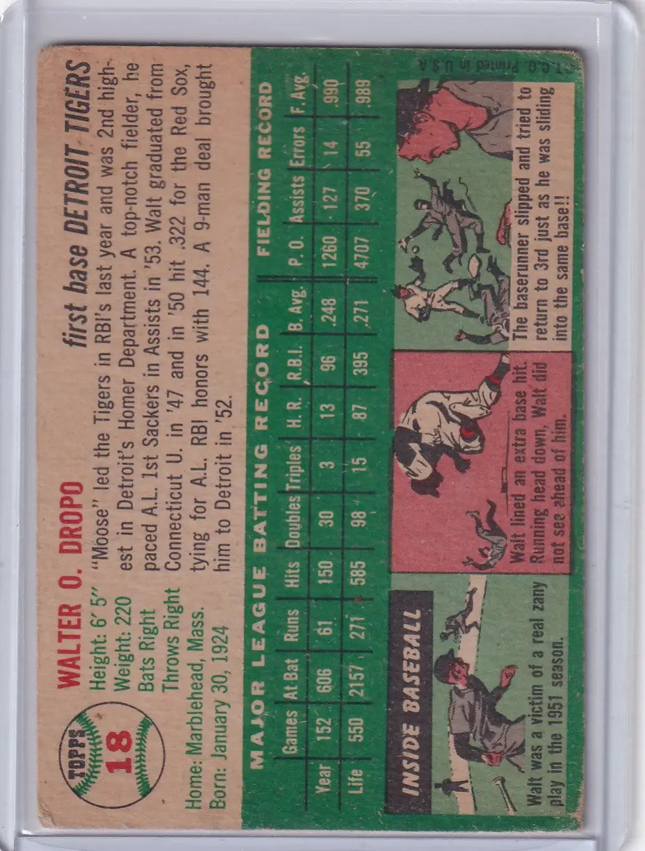 1954 Topps #18 Walt Dropo - Detroit Tigers