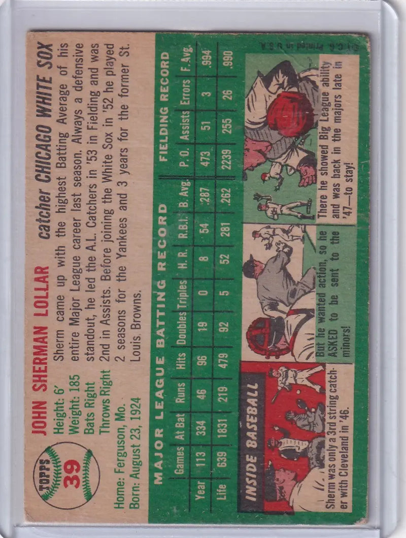 1954 Topps #39 Sherm Lollar - Chicago White Sox