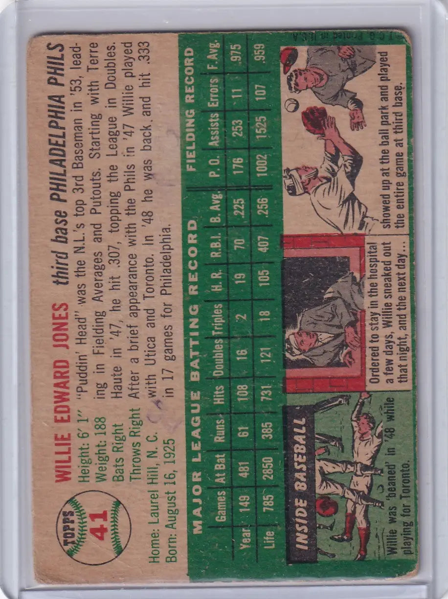 1954 Topps #41 Willie Jones - Philadelphia Phillies