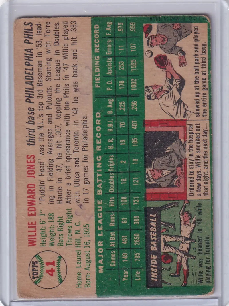 1954 Topps #41 Willie Jones - Philadelphia Phillies