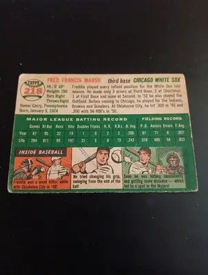 1954 Topps - Fred Marsh #218. Chicago White Sox. VG - VG+ - Baseball Card Single