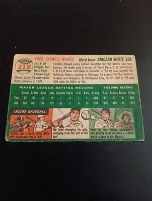 1954 Topps - Fred Marsh #218. Chicago White Sox. VG - VG+ - Baseball Card Single