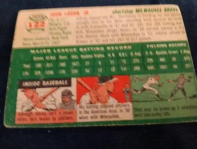 1954 Topps - Johnny Logan #122. Milwaukee Braves. Miscut. VG - Baseball Card Single
