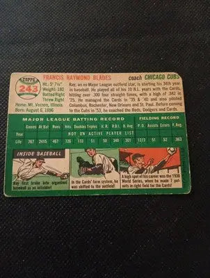 1954 Topps - Ray Blades #243. Chicago Cubs. Coach. VG - VG+ - Baseball Card Single