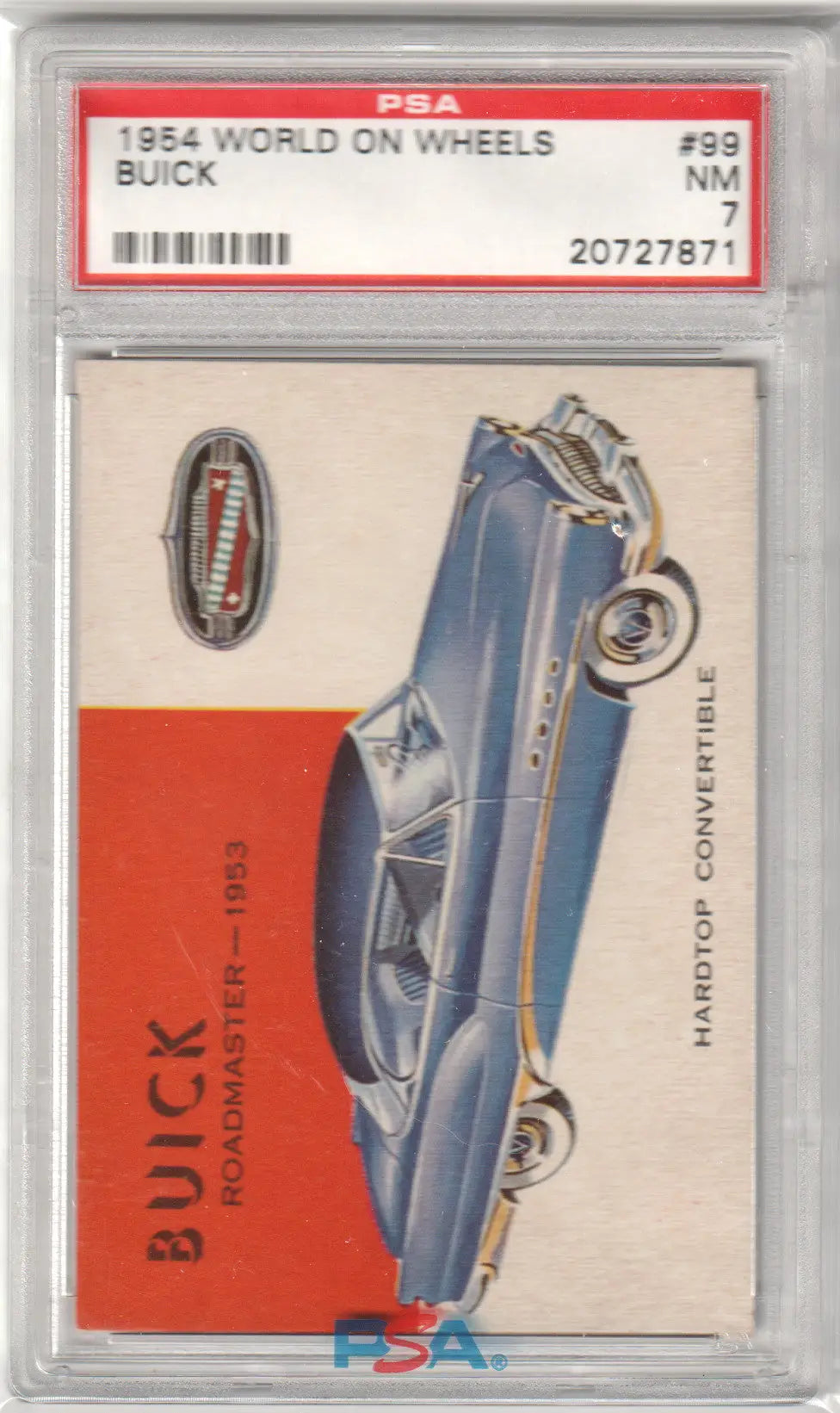 Graded 1954 Buick Wheels Buick trading card in premium condition PSA 7