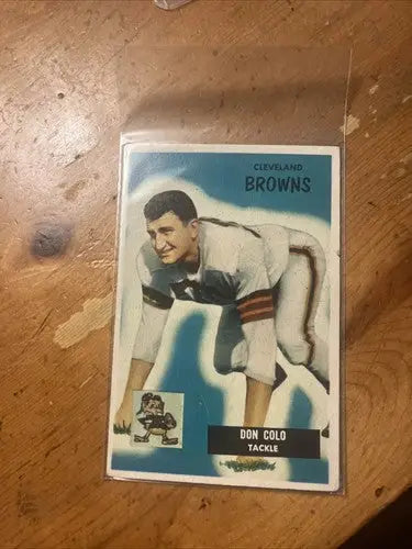 Vintage Cleveland Browns Don Colo football card from 1955 Bowman #159 featuring Don Colo