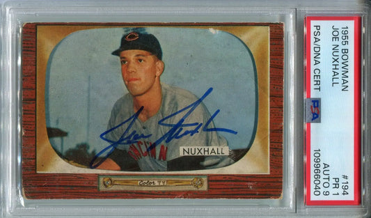 1955 Bowman #194 Joe Nuxhall PSA 1 DNA 9 Signed Autograph Auto REDS - Baseball Card Single
