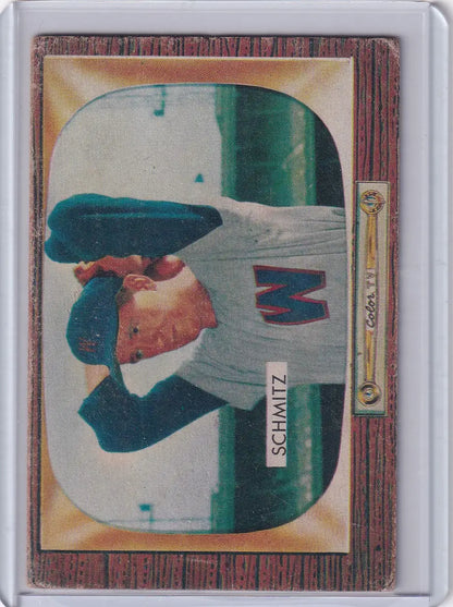 Bowman baseball card of Johnny Schmitz Washington Senators 1955 Bowman #105