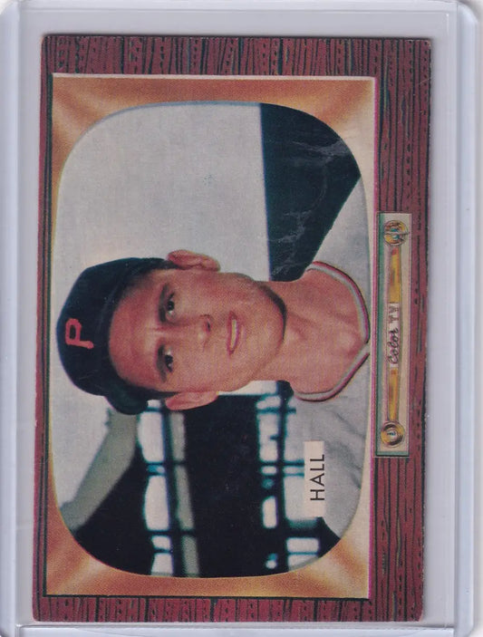 Baseball card of Bob Hall from 1955 Bowman Baseball, Pittsburgh Pirates RC