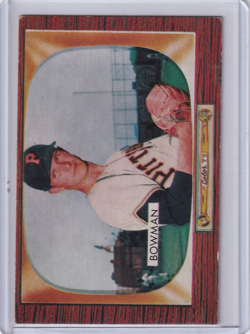 Vintage 1955 Bowman Baseball card of Roger Bowman from Pittsburgh Pirates RC