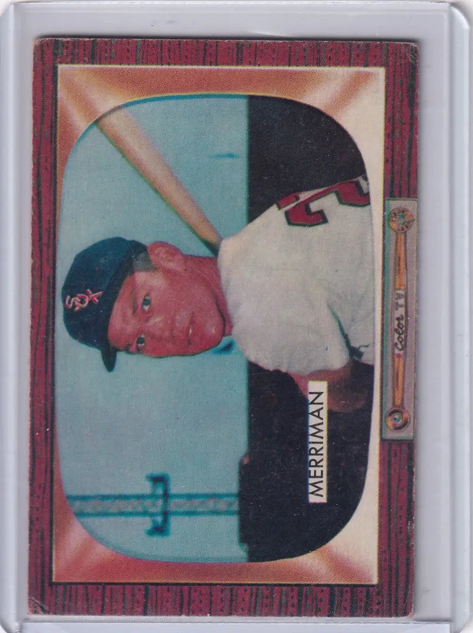 Vintage Bowman Baseball card of Lloyd Merriman in Chicago White Sox cap