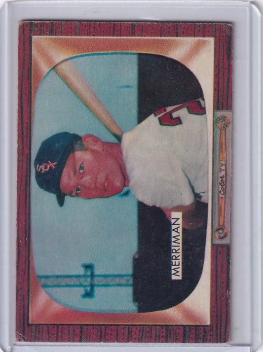Vintage Bowman Baseball card of Lloyd Merriman in Chicago White Sox cap
