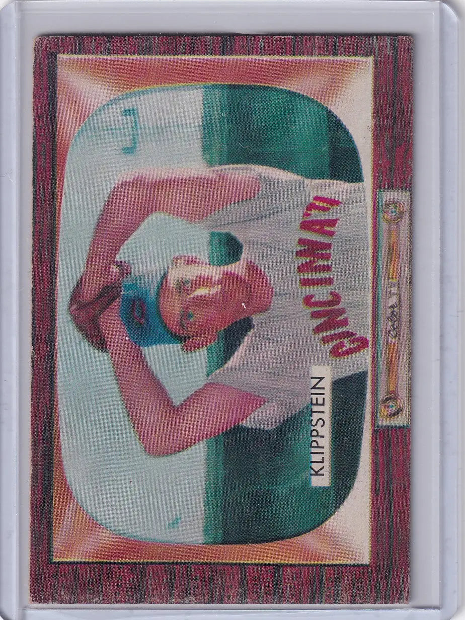 Vintage Bowman Baseball card featuring Johnny Klippstein of the Cincinnati Redlegs