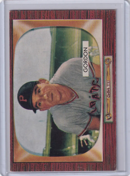 Baseball card of Sid Gordon from the 1955 Bowman Baseball set for Pittsburgh Pirates