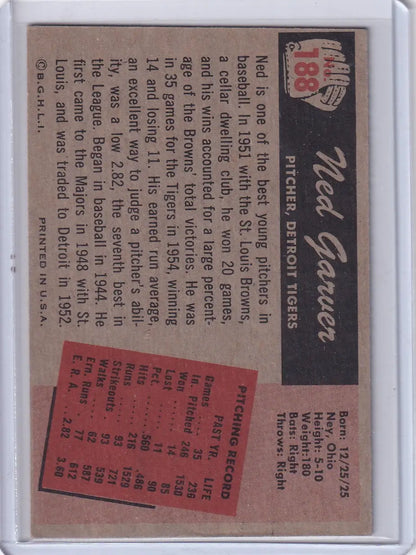 Vintage Bowman Baseball card featuring Ned Garver of the Detroit Tigers