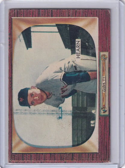 Vintage Bowman Baseball card of Jim Hearn New York Giants pitcher in protective sleeve