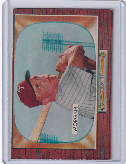 Baseball card featuring Bobby Morgan of the Philadelphia Phillies from 1955 Bowman Baseball series