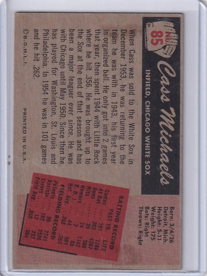 Vintage Chicago White Sox Bowman Baseball card featuring Cass Michaels from 1955