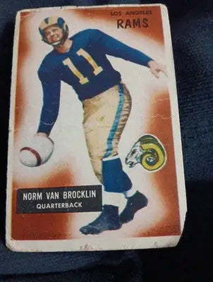 1955 Bowman - Norm Van Brocklin #32. LA Rams. Paper loss. Overall wear. GD-VG - Football Card Single