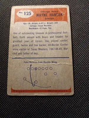 1955 Bowman - Wayne Hansen #125 (RC). Chicago Bears. Creased. VG - Football Card Single