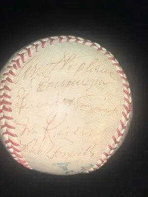 Old Chicago White Sox signed baseball with faded signatures and red stitching
