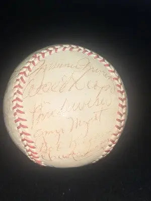 Autographed Chicago White Sox baseball with faded signatures featuring Nellie Fox Kell Minoso