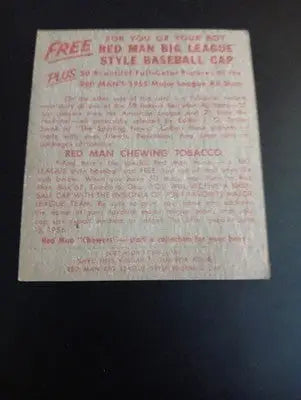 1955 Red Man Tobacco - AL #7 Jim Hegan. Cleveland. w/tab. surface damage. PR-GD