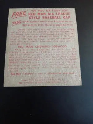 1955 Red Man Tobacco - AL #7 Jim Hegan. Cleveland. w/tab. surface damage. PR-GD