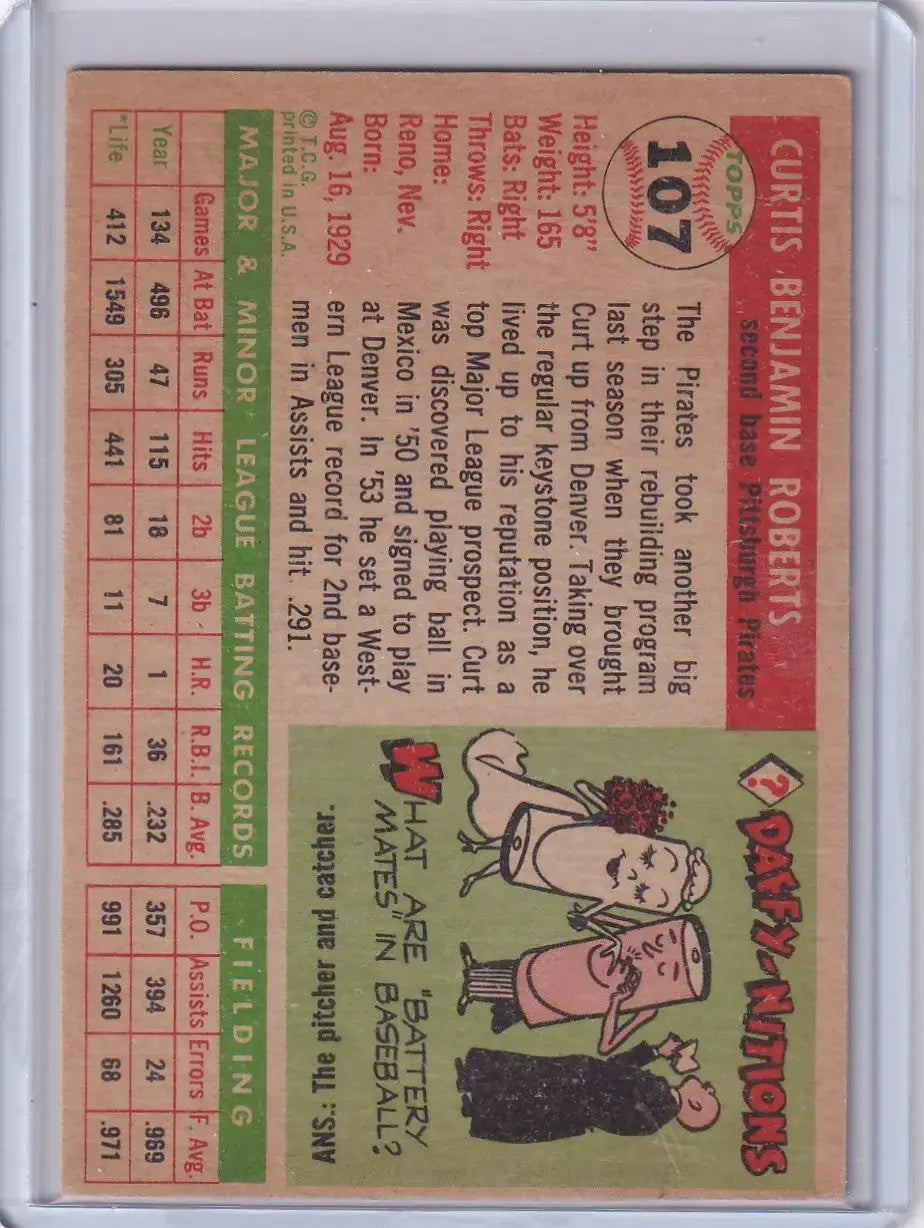 1955 Topps #107 Curt Roberts - Pittsburgh Pirates