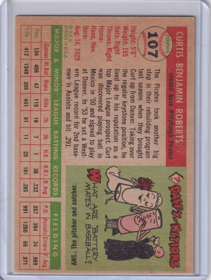 1955 Topps #107 Curt Roberts - Pittsburgh Pirates