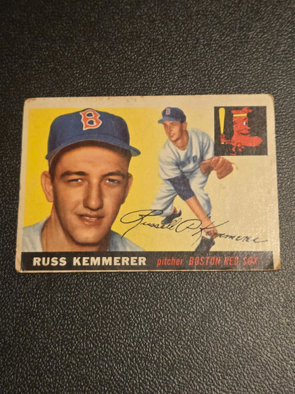 Vintage 1955 Topps Russ Kemmerer baseball card for Boston Red Sox collectible