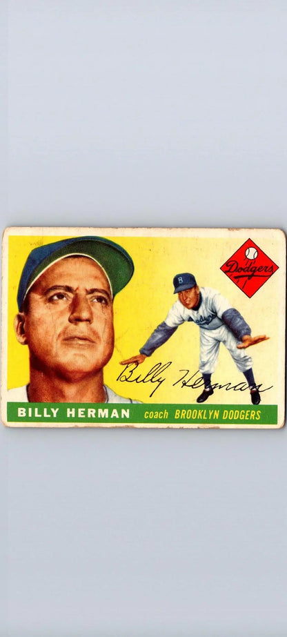 Vintage Billy Herman baseball card from 1955 Topps #19 trading cards collection
