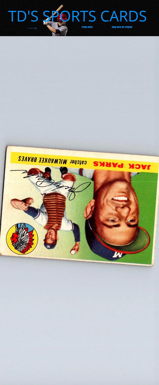 Vintage baseball card of Jack Parks from the 1955 Topps trading cards collection