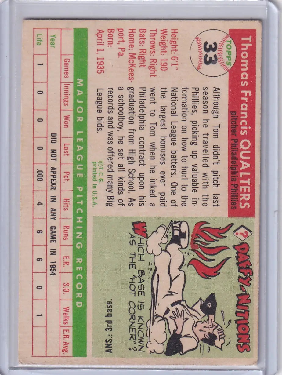 1955 Topps #33 Tom Qualters - Philadelphia Phillies